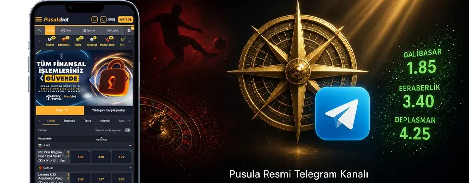 Pusula resmi Telegram kanalı özel oranlar: galibiyet, beraberlik ve deplasman oranları